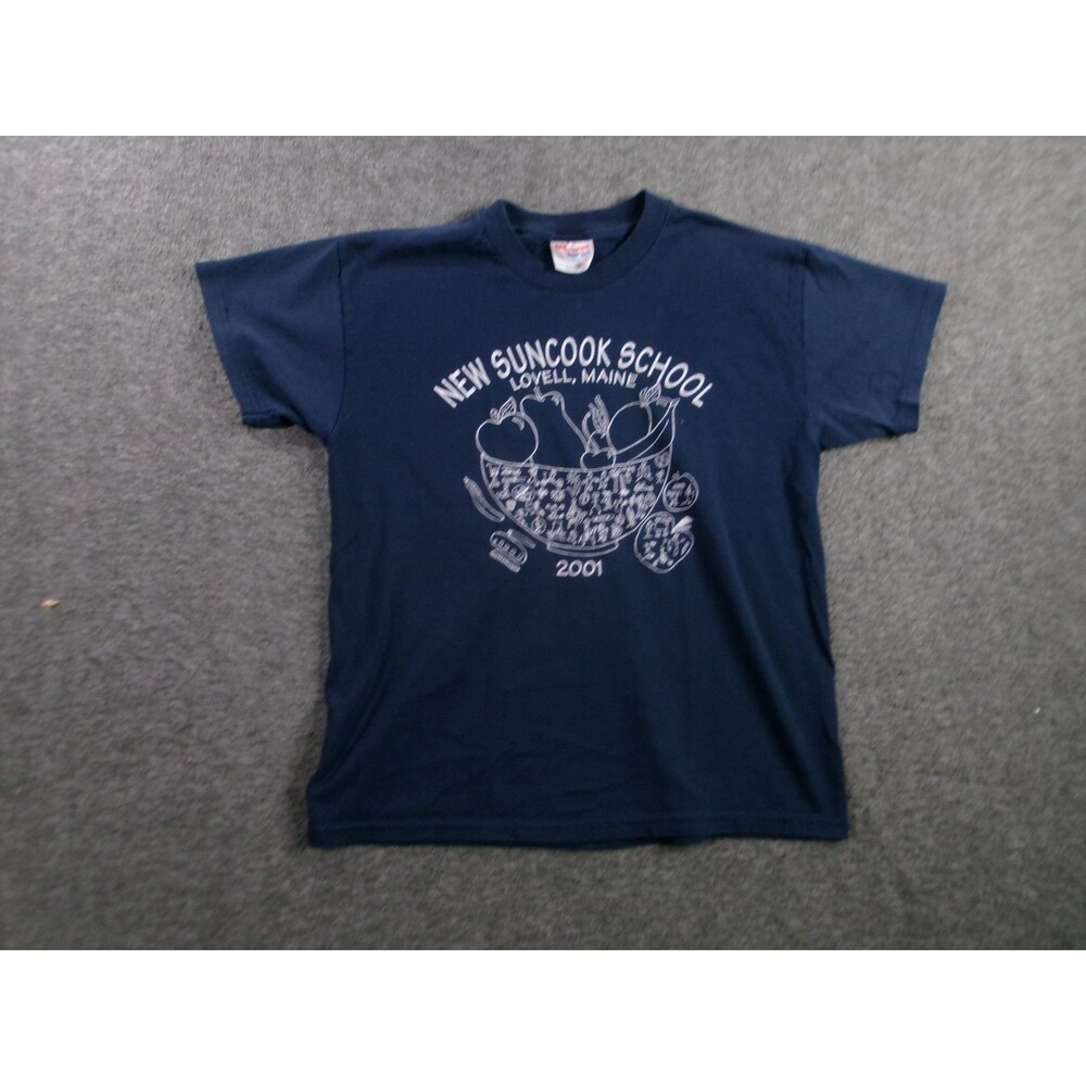 Vintage Shirt Youth Large Blue New Suncook School Maine 2001 Y2K USA Fabric